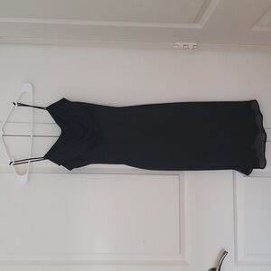 Y2K Vintage JUMP Black Midi Slip Dress with Drape Size 3/4 Small Like New